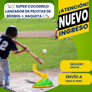 🏏⚾  SUPER COCODRILO LANZADOR DE PELOTAS DE BÉISBOL +  RAQUETA ⚾🏏